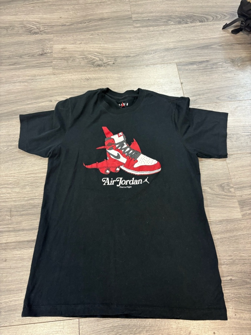 Jordan Black Tee with Red Jumpman and White Logo